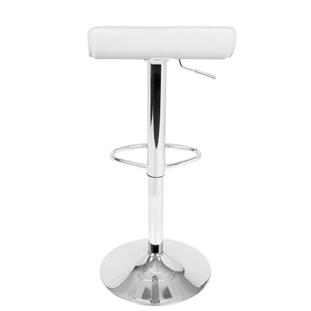 Ale Contemporary Adjustable Barstool in White PU Leather - Set of 2. Picture 5