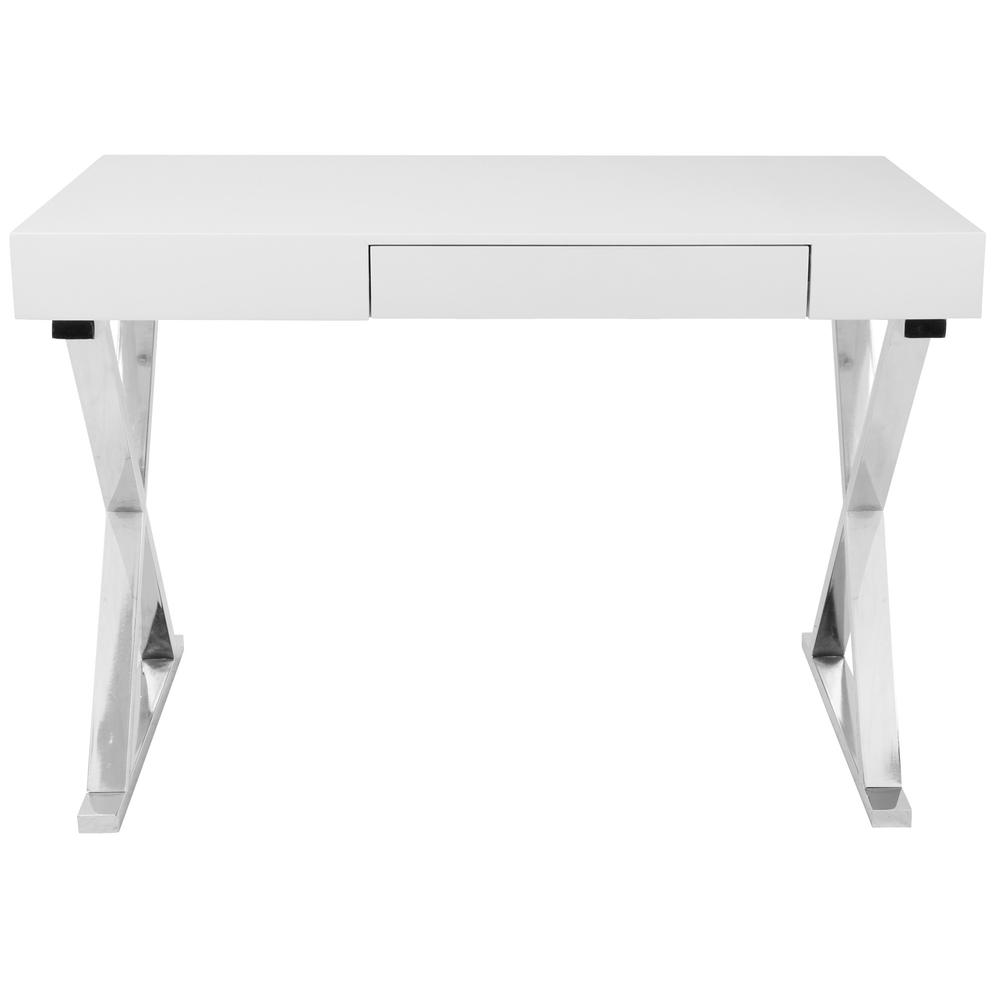 Luster Contemporary Desk in White. Picture 5