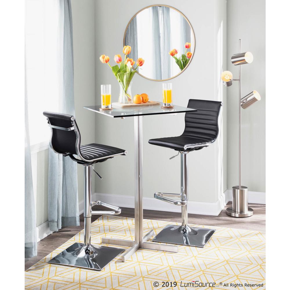 Masters Contemporary Adjustable Barstool with Swivel in Black Faux Leather. Picture 8