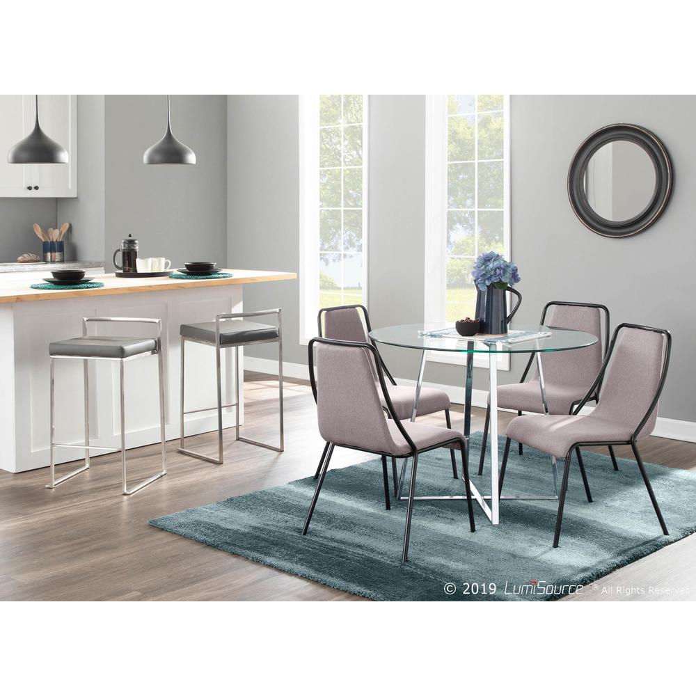 Cosmo Contemporary/Glam Dining Table in Chrome and Clear Tempered Glass Top. Picture 7