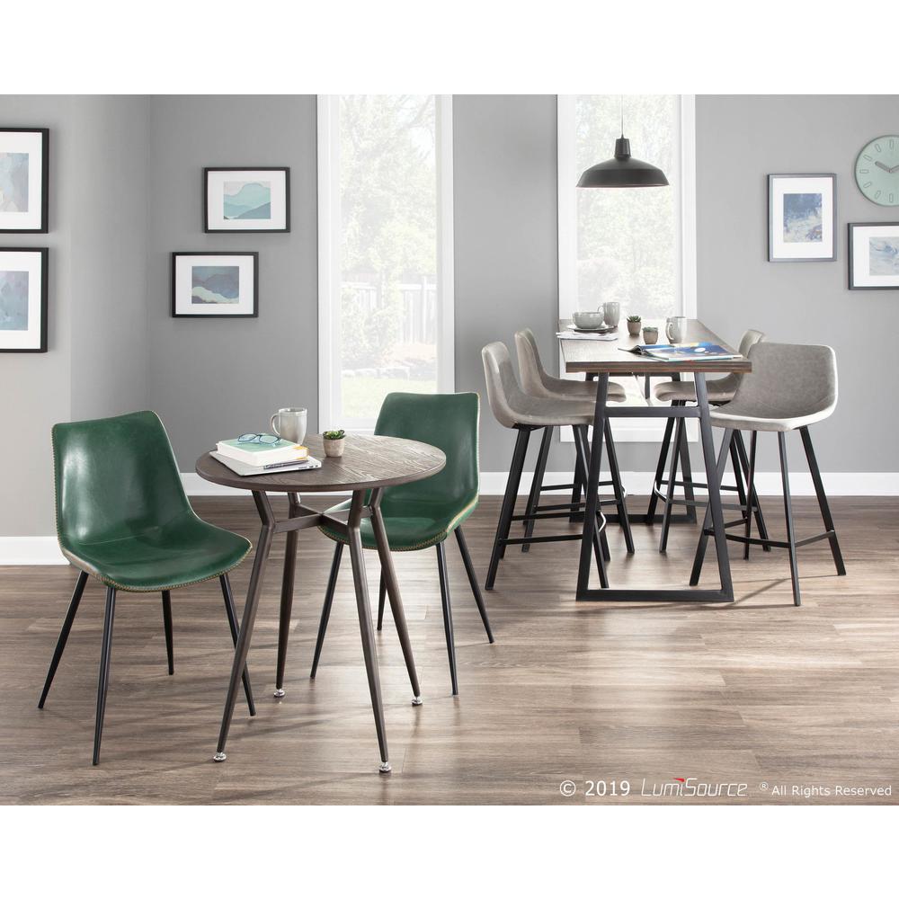 Clara Industrial Round Dinette Table in Antique Metal and Espresso Wood-Pressed Grain Bamboo. Picture 9