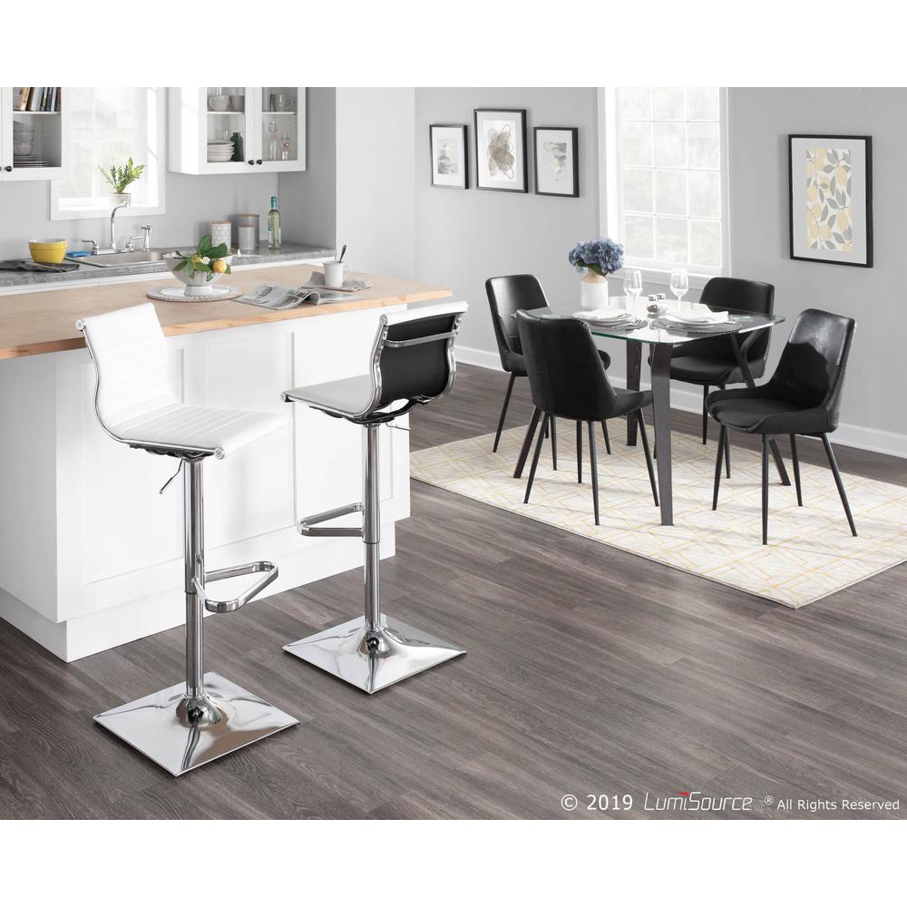 Masters Contemporary Adjustable Barstool with Swivel in White Faux Leather. Picture 9