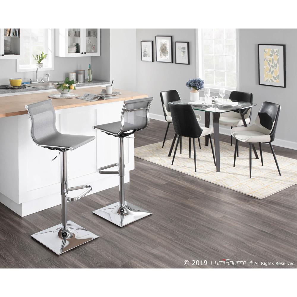 Mirage Contemporary Adjustable Barstool with Swivel in Silver. Picture 8