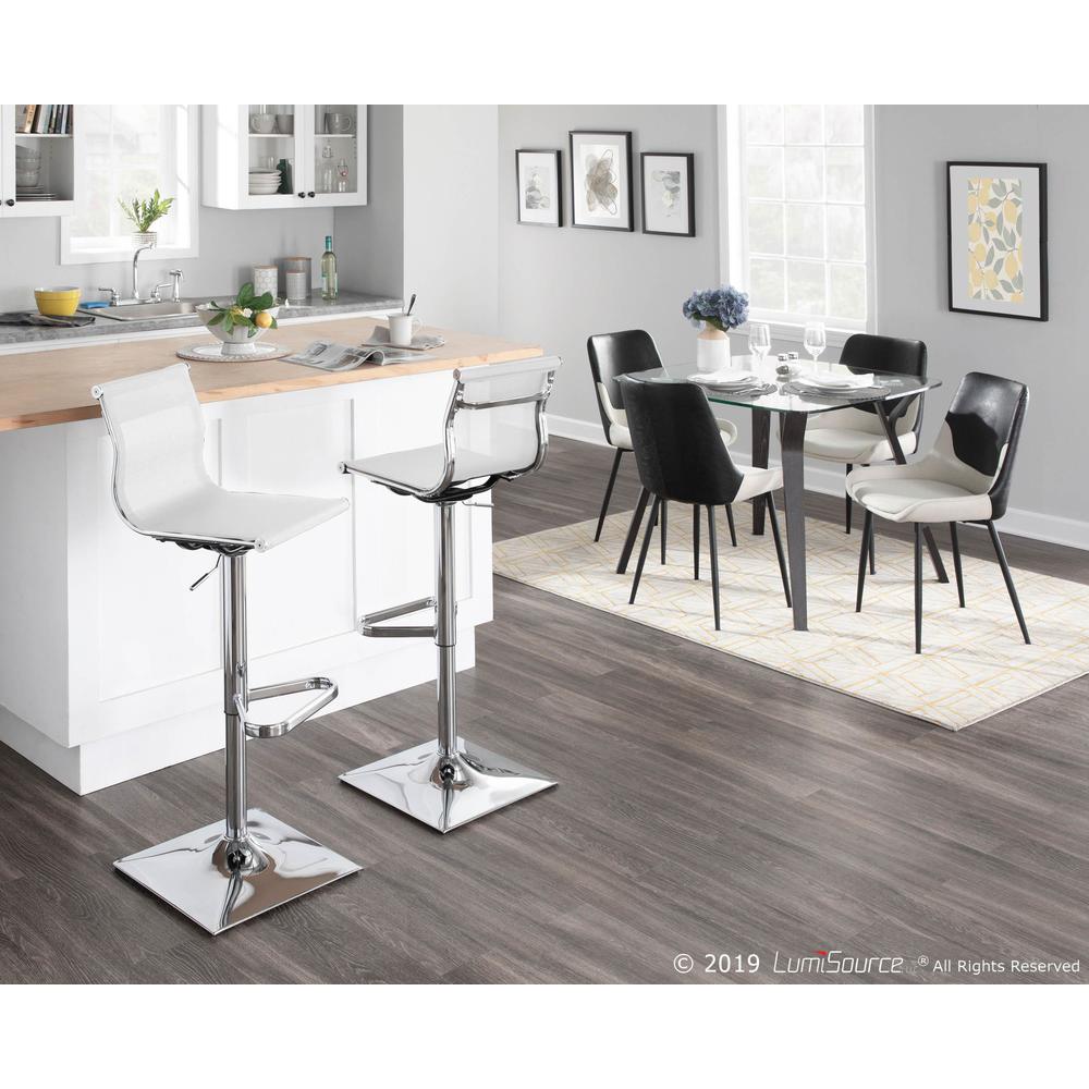 Mirage Contemporary Adjustable Barstool with Swivel in White. Picture 7