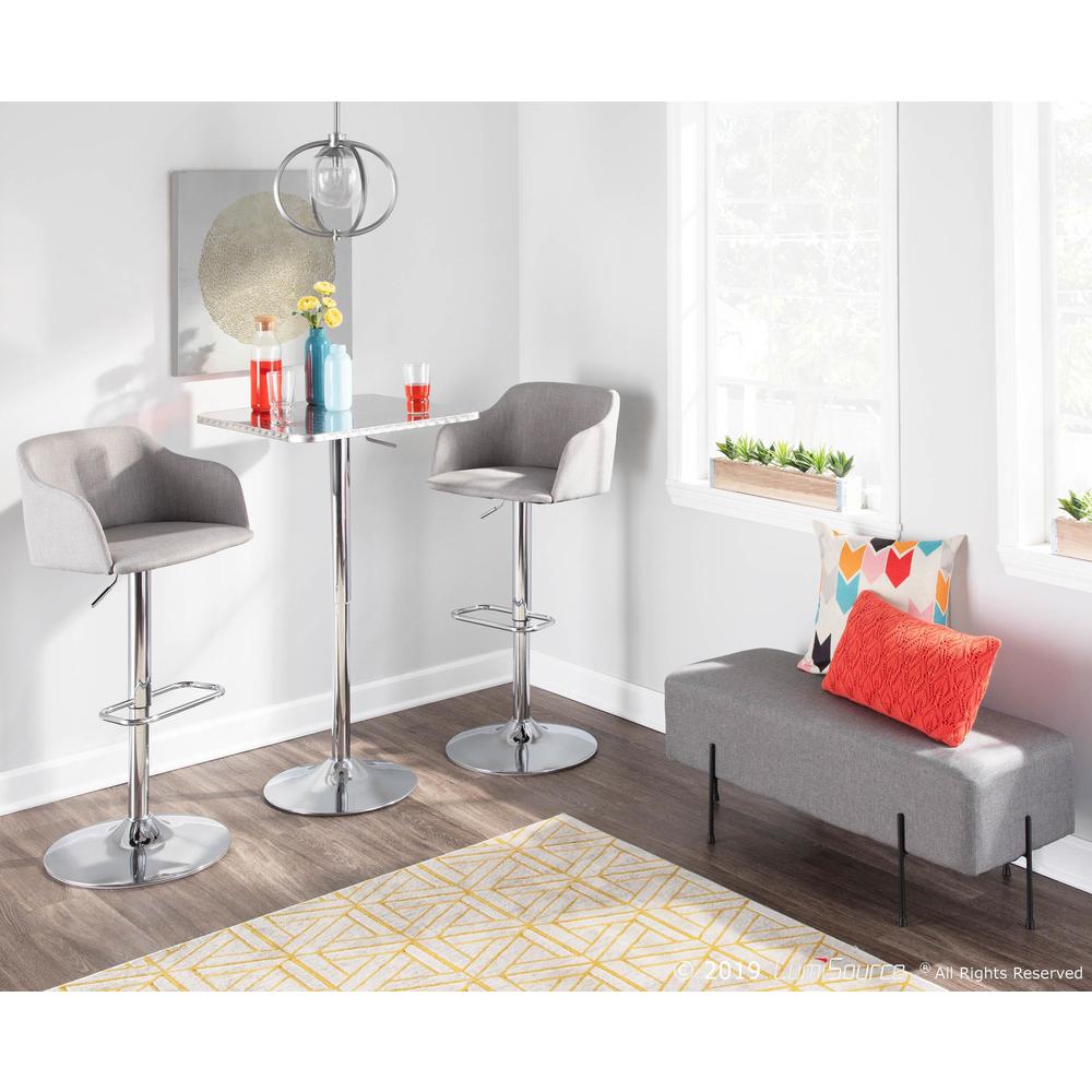 Daniella Contemporary Adjustable Barstool with Swivel in Light Grey. Picture 8