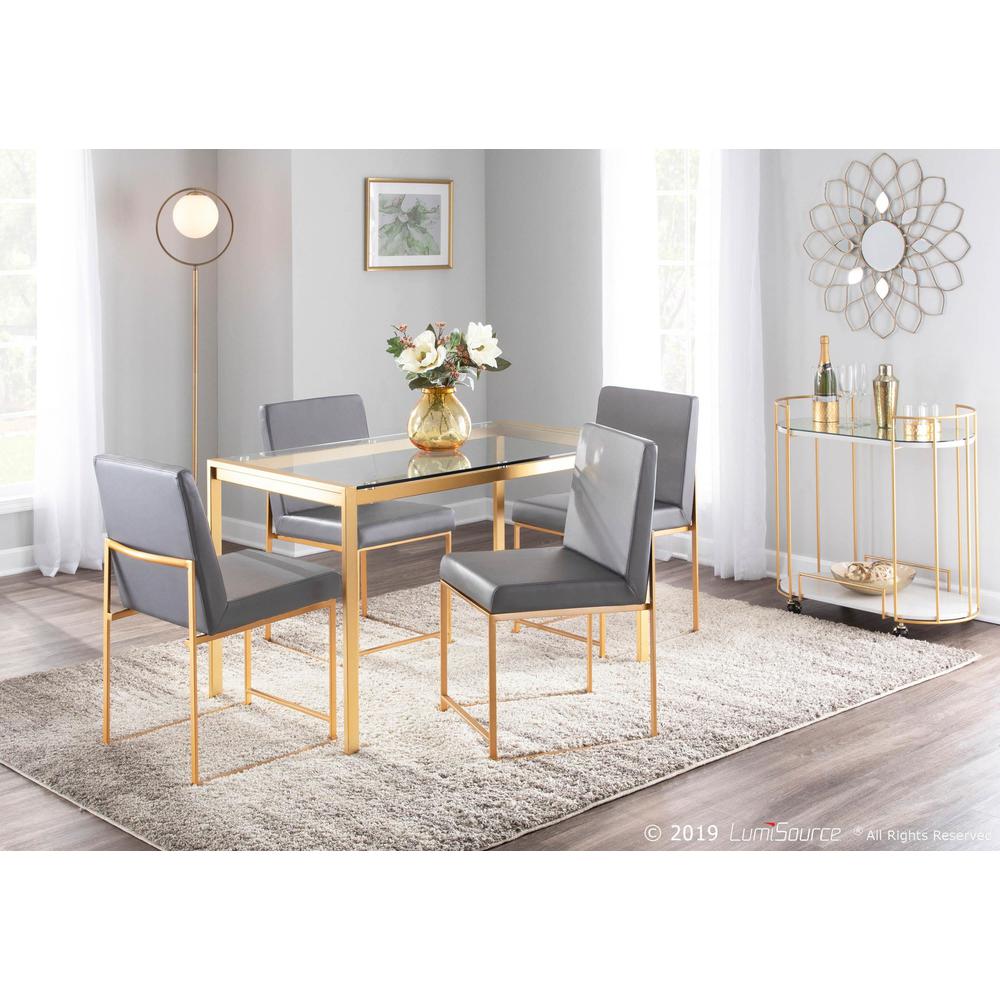 Gold Metal, Grey PU High Back Fuji Dining Chair - Set of 2. Picture 8