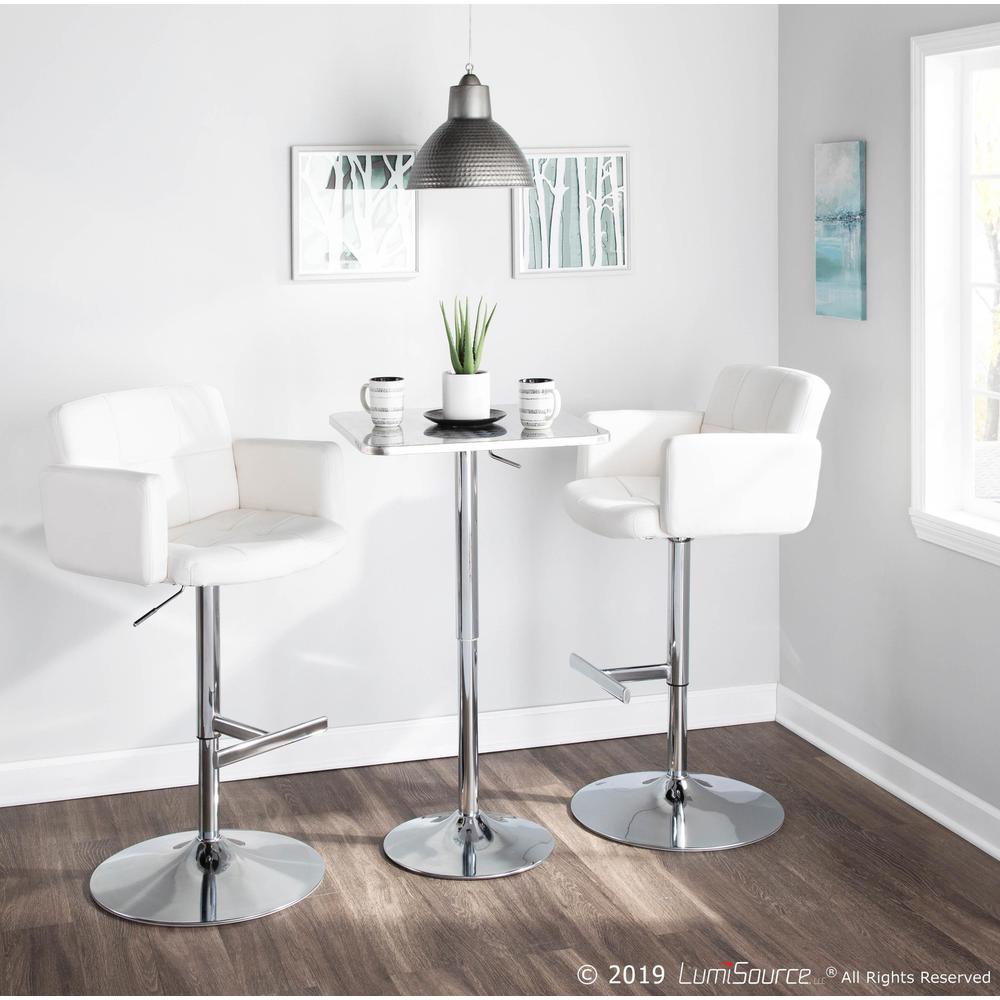 Stout Contemporary Adjustable Barstool with Swivel and White Faux Leather. Picture 7