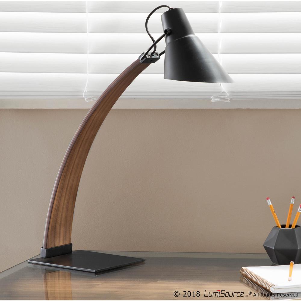 Noah Mid-Century Modern Table Lamp in Walnut and Black. Picture 7