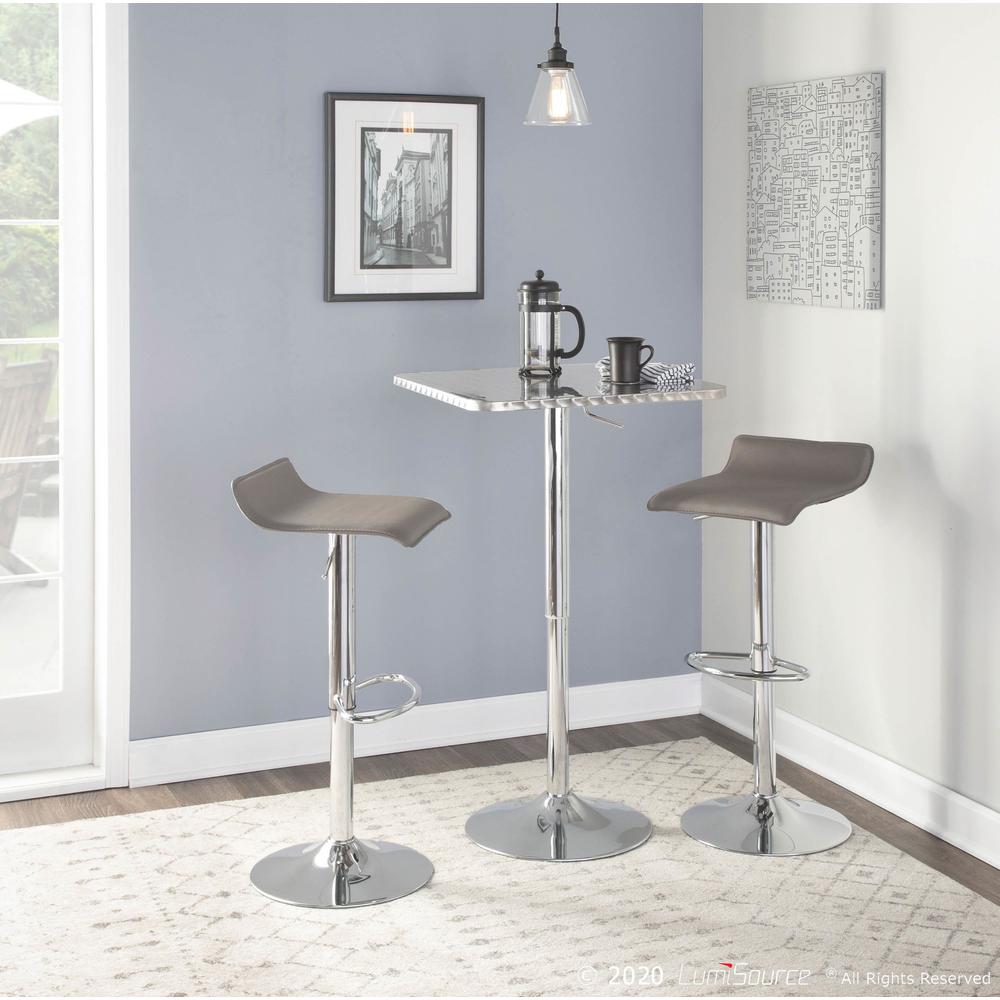 Bistro Contemporary Adjustable Square Bar Table in Silver. Picture 6