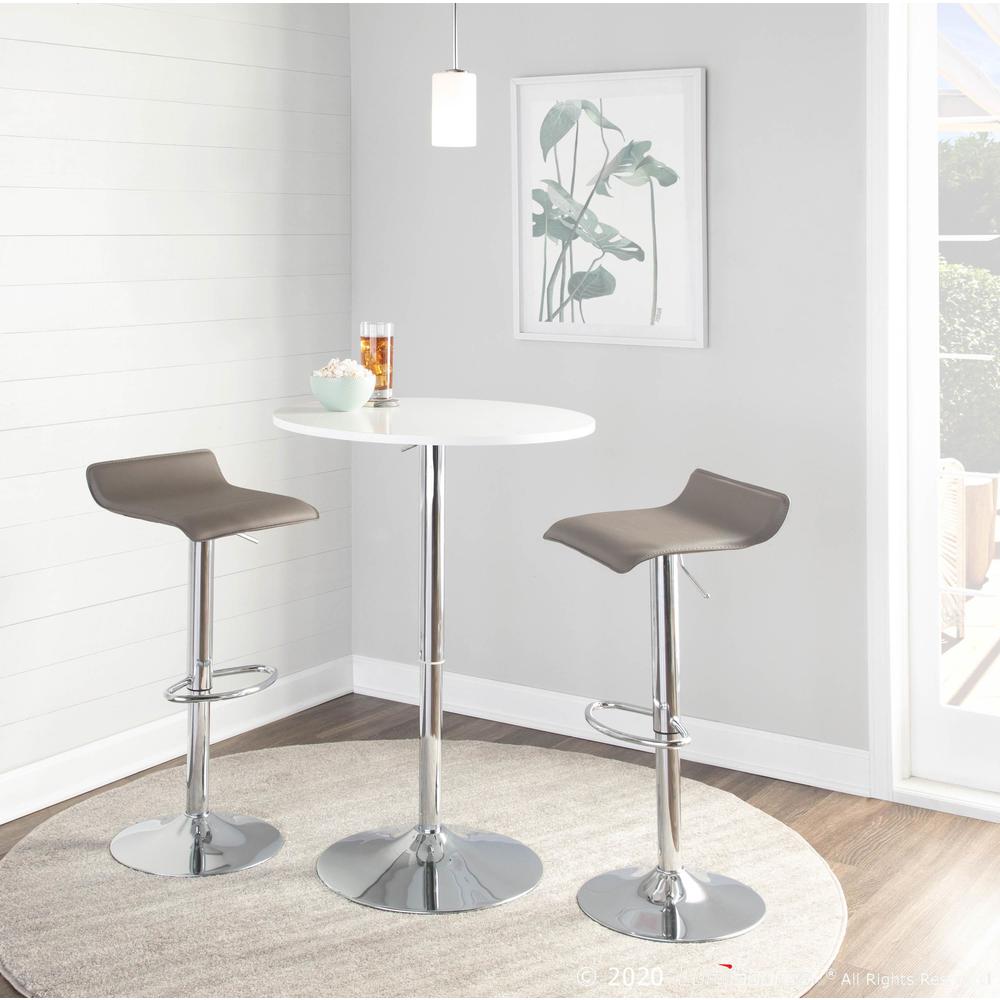 Elia Contemporary Adjustable Bar Table in White. Picture 3