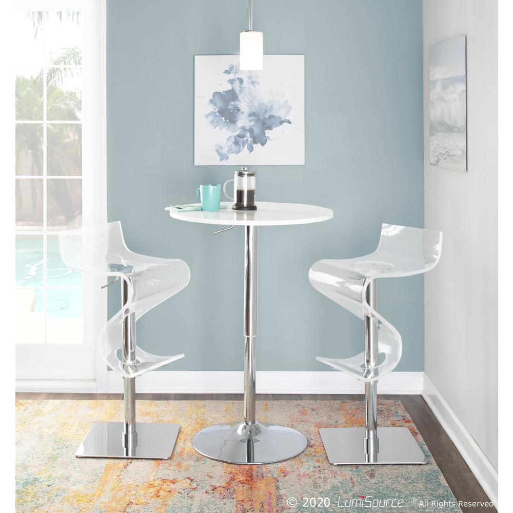 Elia Contemporary Adjustable Bar Table in White. Picture 5