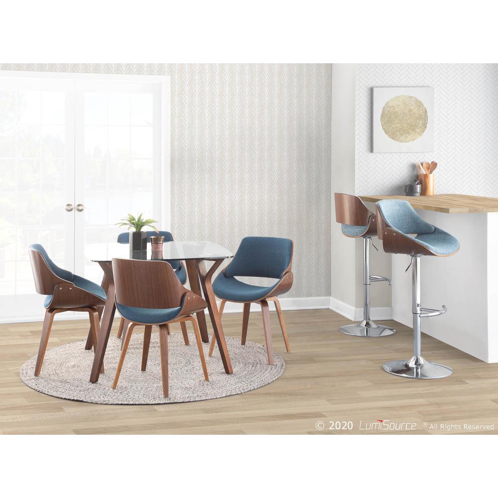 Fabrizzi Mid-Century Modern Dining/Accent Chair in Walnut and Denim Blue. Picture 8