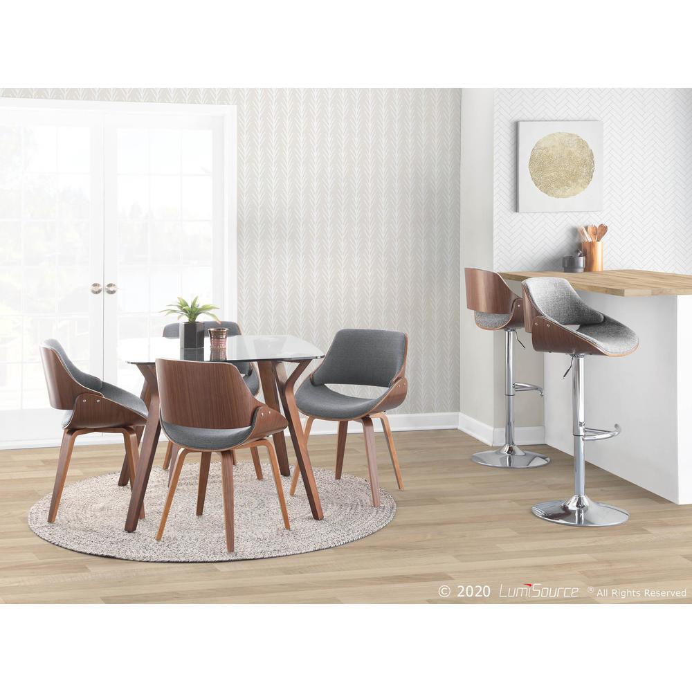 Fabrizzi Mid-Century Modern Dining/Accent Chair in Walnut and Grey Fabric. Picture 10