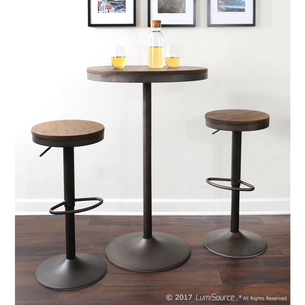 Dakota Industrial Adjustable Bar / Dinette Table in Grey and Brown. Picture 6