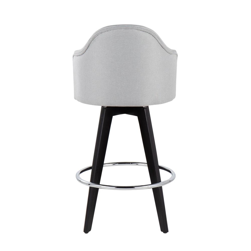 Black Wood, Chrome, Light Grey Fabric Ahoy 26" Counter Stool - Set of 2. Picture 5