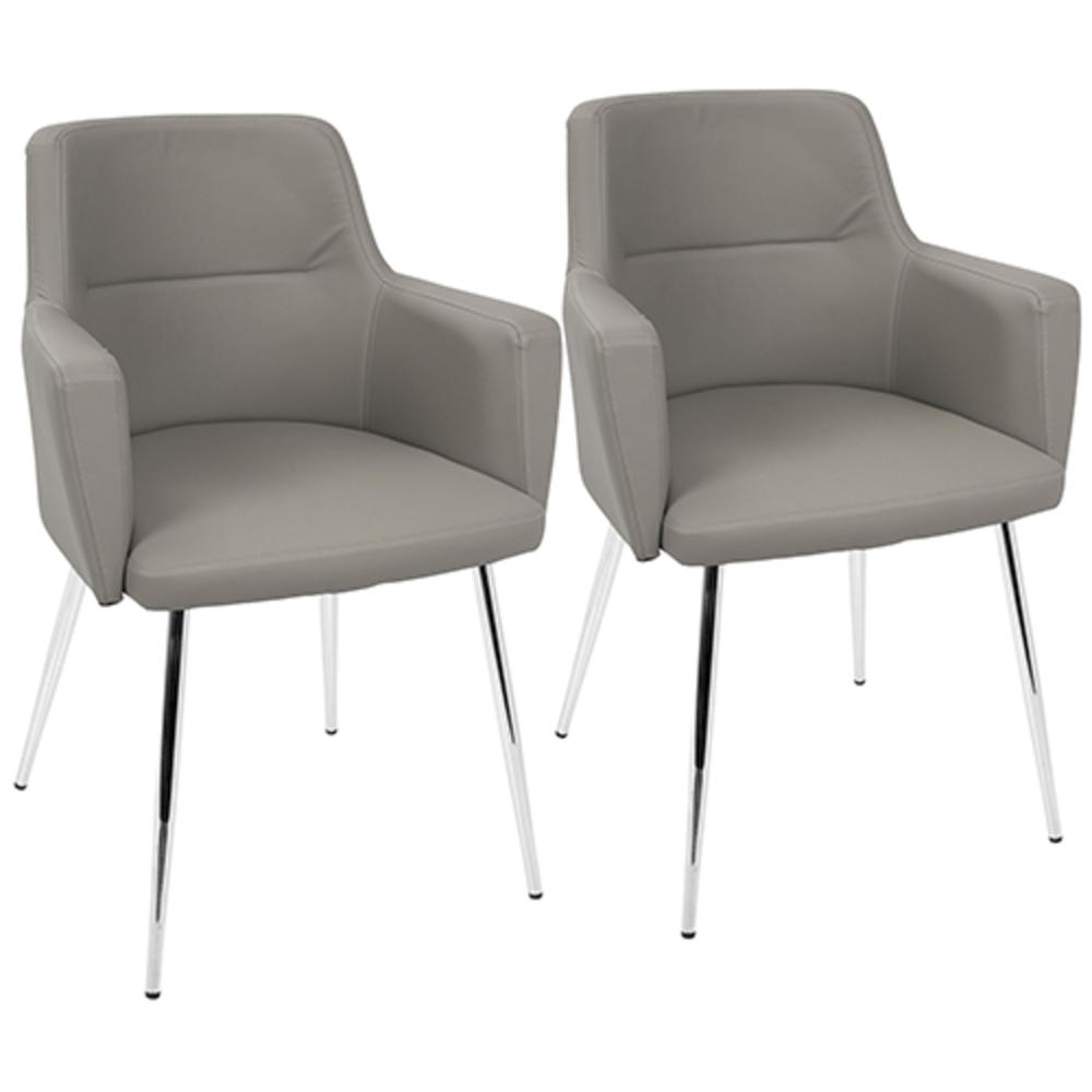 Andrew Contemporary Dining/Accent Chair in Black with Grey Fabric - Set of 2. Picture 1