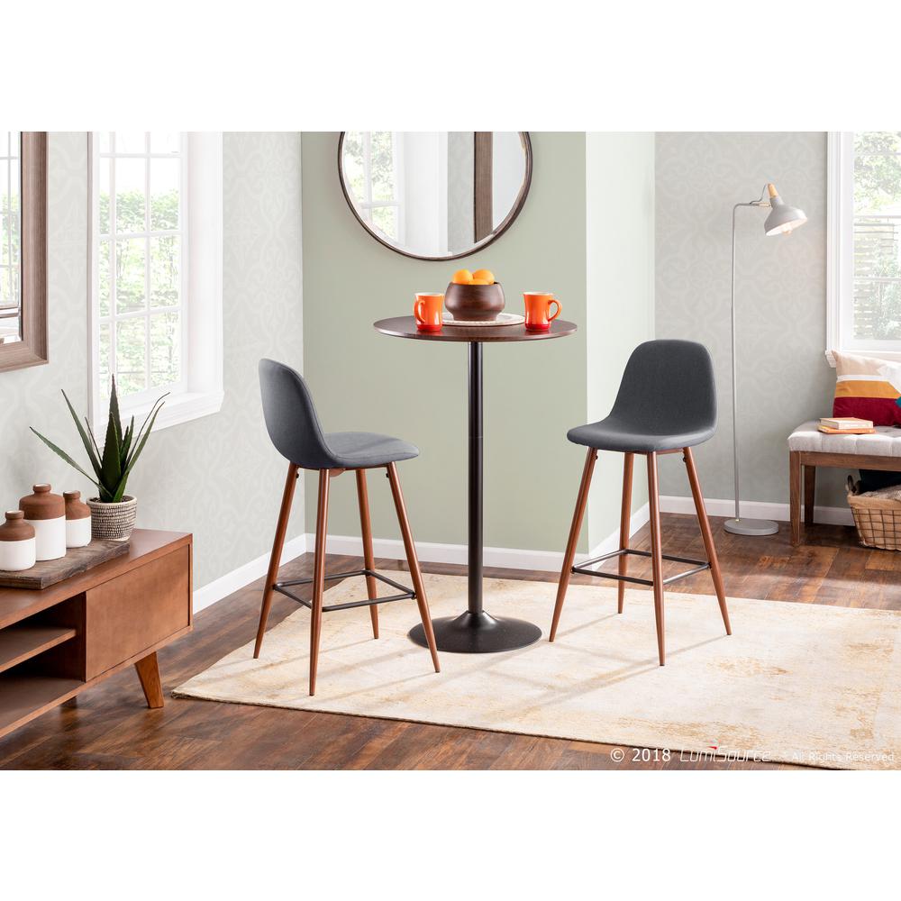 Pebble Mid-Century Modern Table Adjusts From Dining To Bar in Walnut and Black. Picture 8