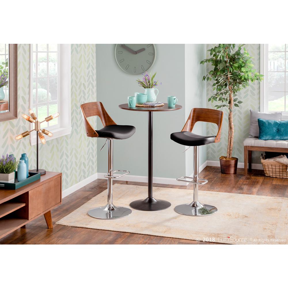 Pebble Mid-Century Modern Adjustable Dining to Bar Table in Black Metal and Espresso. Picture 6