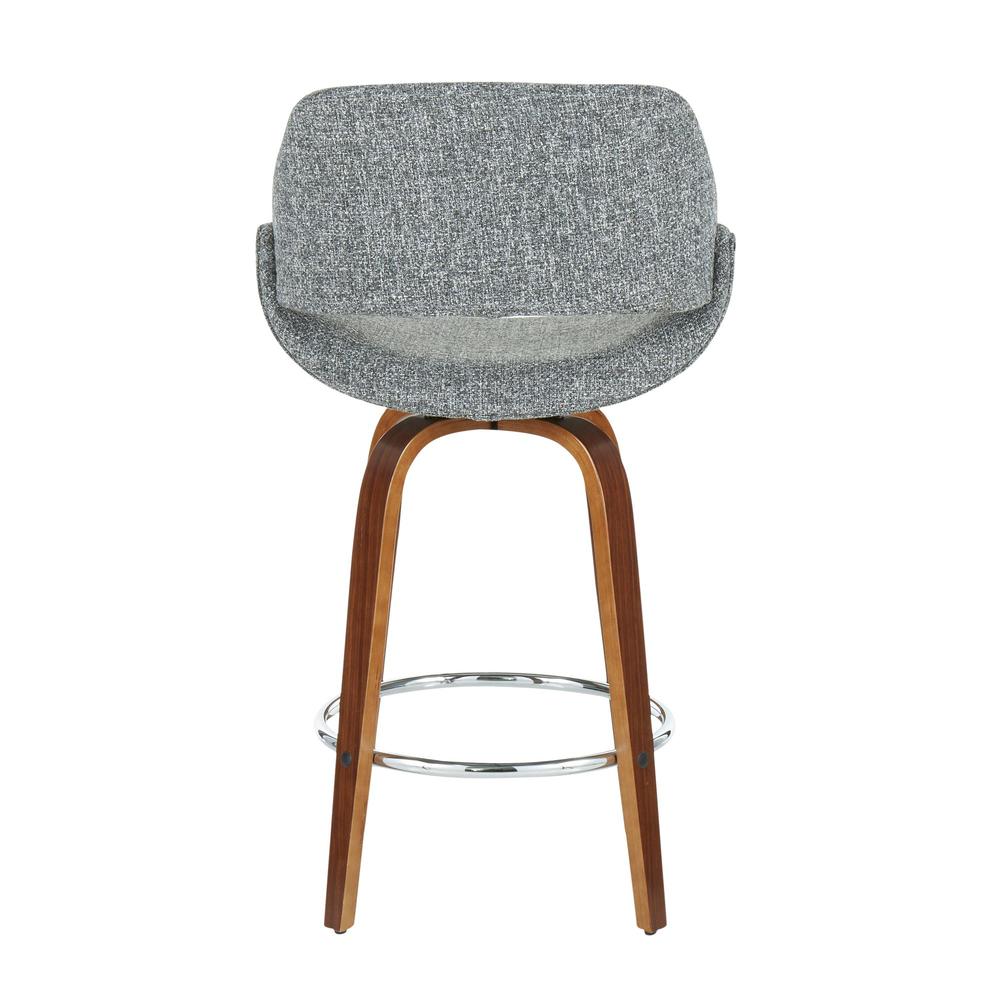 Fabrico Mid-Century Modern Counter Stool in Walnut and Grey Noise Fabric - Set of 2. Picture 5