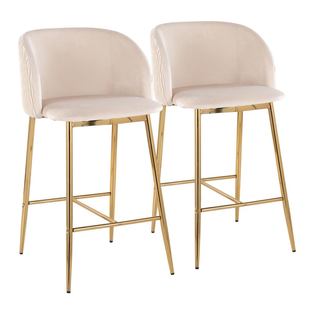 Fran Pleated Waves Fixed-Height Counter Stool - Set of 2. Picture 1