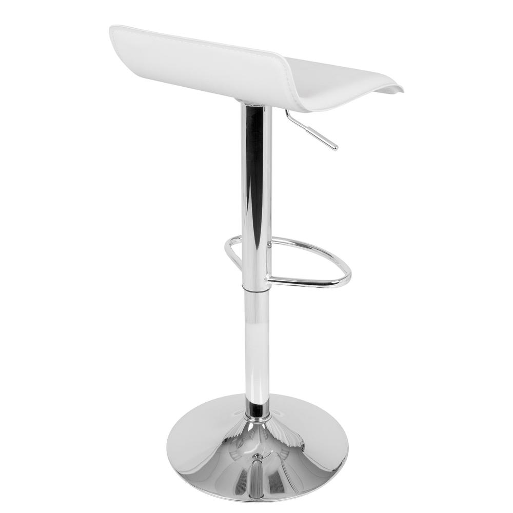 Ale Contemporary Adjustable Barstool in White PU Leather - Set of 2. Picture 4