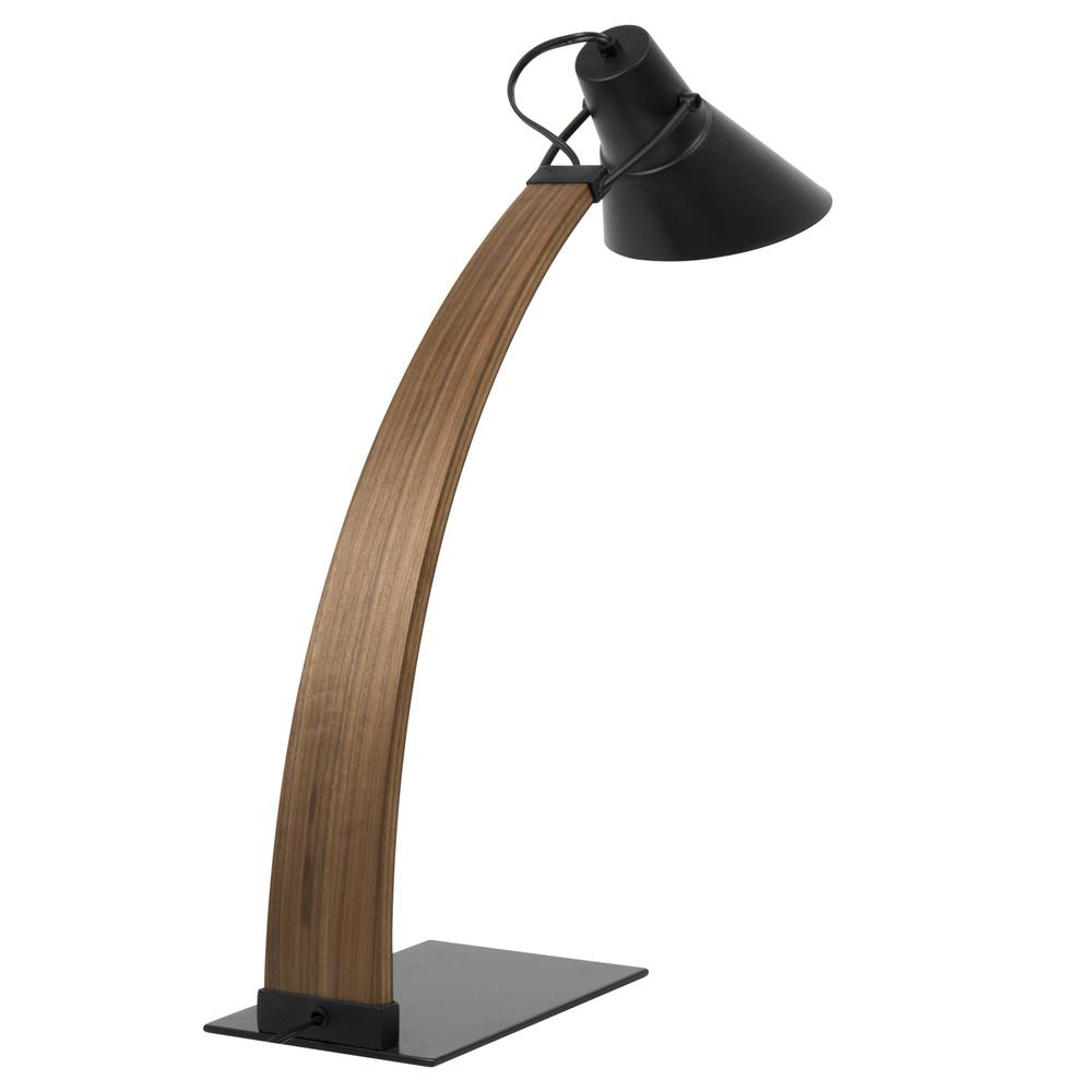 Noah Mid-Century Modern Table Lamp in Walnut and Black. Picture 3