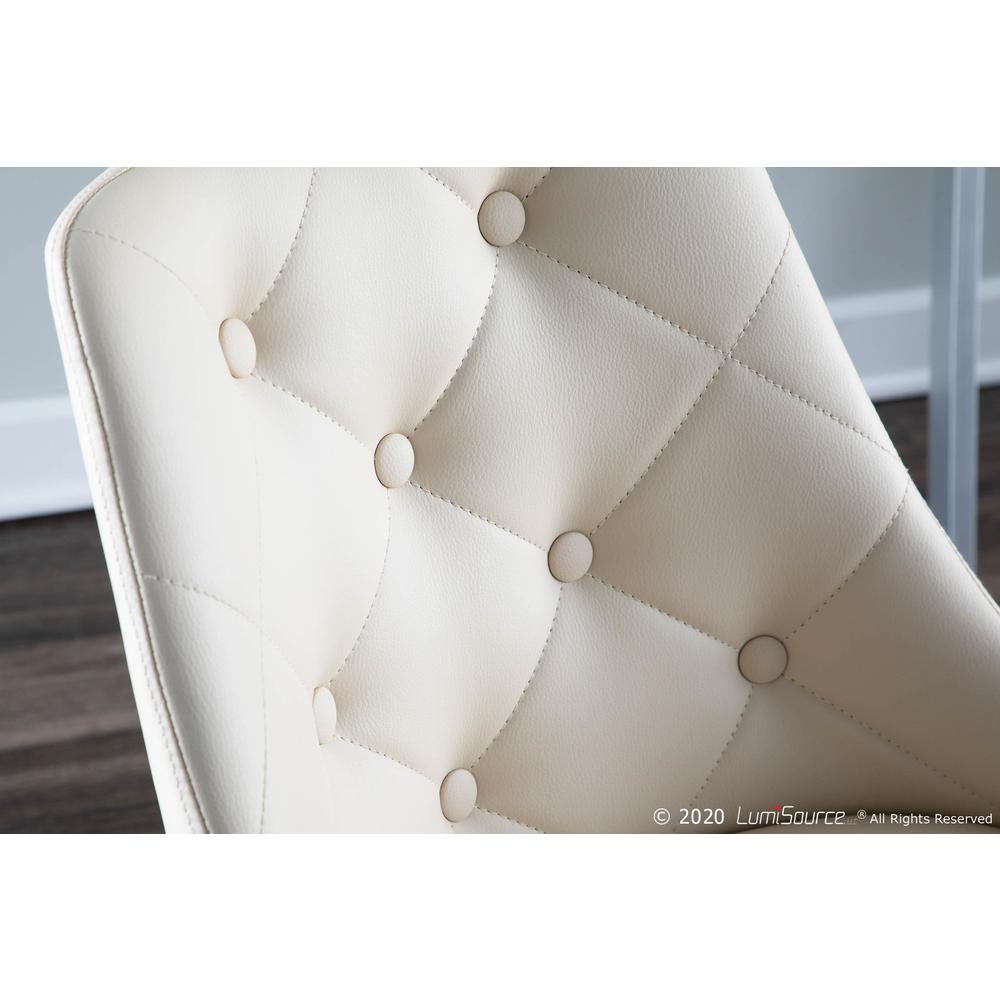 Giovanni Mid-Century Modern Dining/Accent Chair in Walnut and Cream Quilted Faux Leather. Picture 10