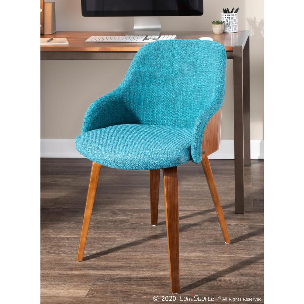 Bacci Mid-Century Modern Dining/ Accent Chair in Walnut Wood and Teal Fabric. Picture 9