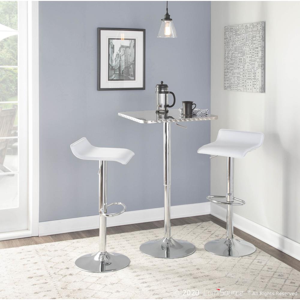 Ale Contemporary Adjustable Barstool in White PU Leather - Set of 2. Picture 11