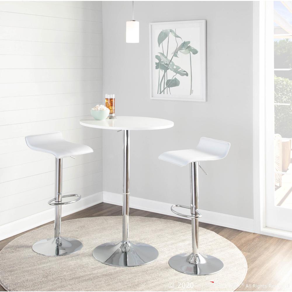 Ale Contemporary Adjustable Barstool in White PU Leather - Set of 2. Picture 9