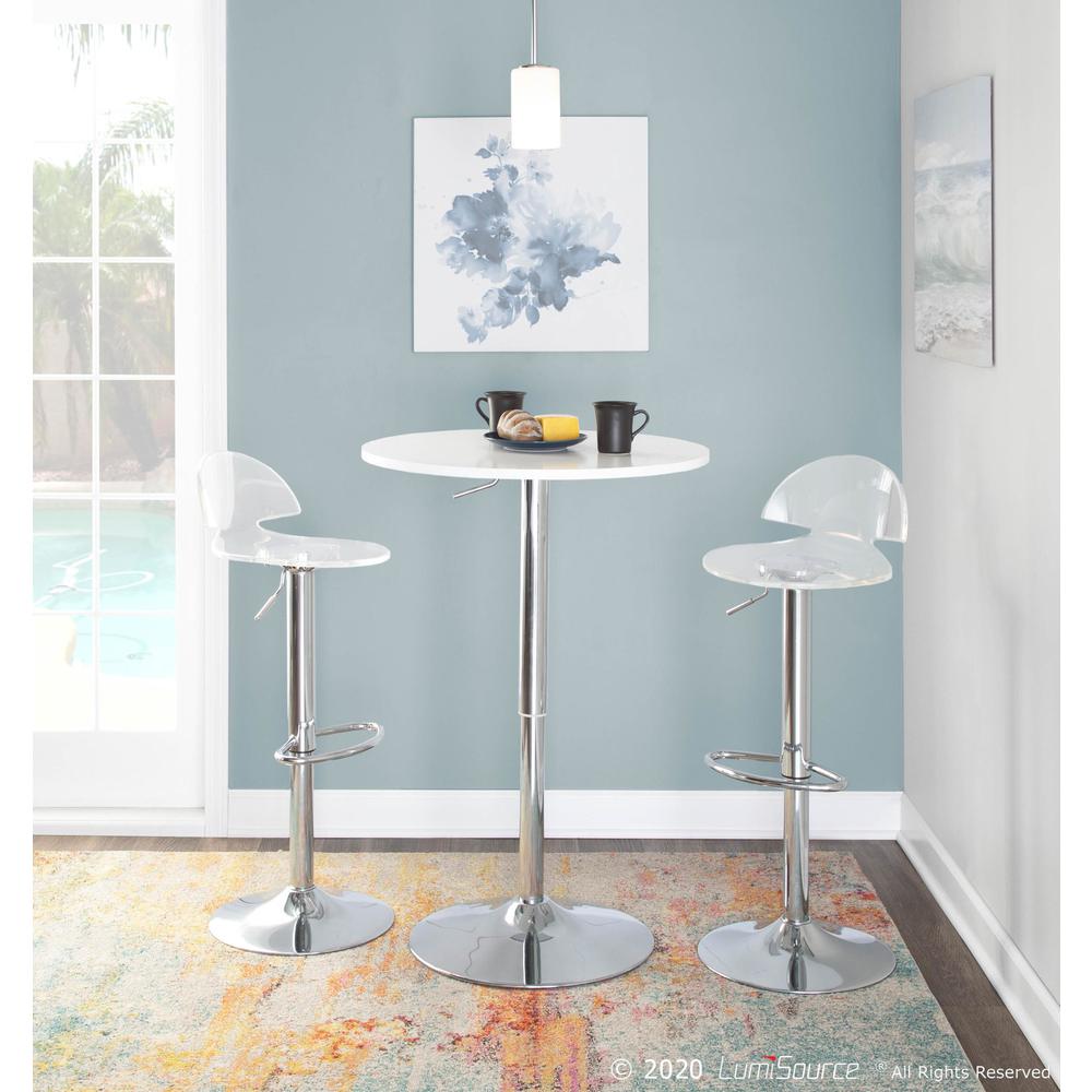 Elia Contemporary Adjustable Bar Table in White. Picture 4