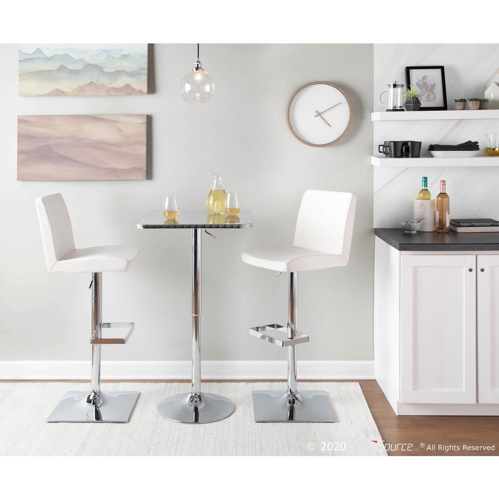 Captain Contemporary Adjustable Barstool with Swivel in White Faux Leather. Picture 8