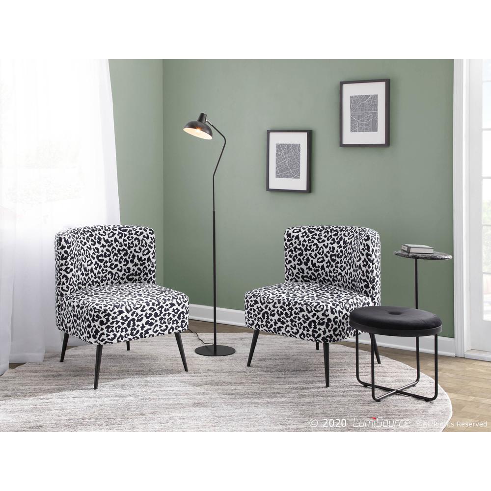 Black Steel, Black Leopard Fabric Fran Slipper Chair. Picture 8