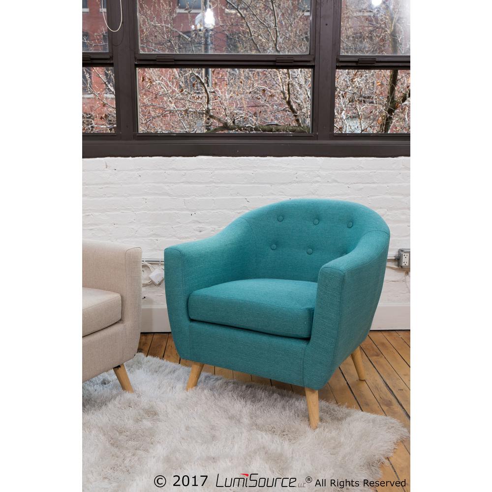 Rockwell Mid Century Modern Accent Chair in Teal. Picture 8