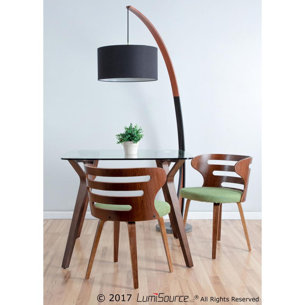 Noah Mid-Century Modern Floor Lamp with Walnut Wood Frame and Marble Base. Picture 2