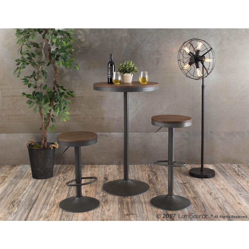 Dakota Industrial Adjustable Bar / Dinette Table in Grey and Brown. Picture 5