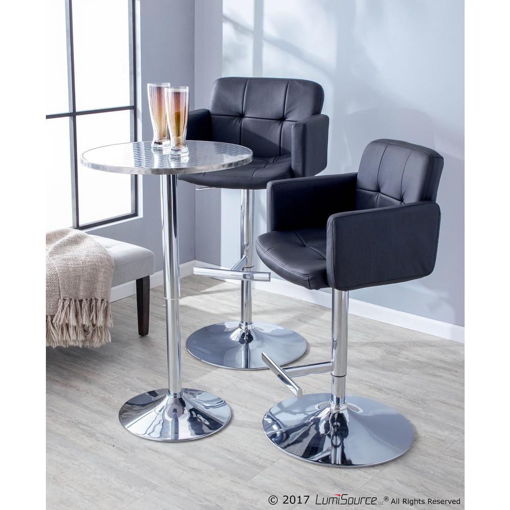 Bistro Contemporary Adjustable Round Bar Table in Silver. Picture 3