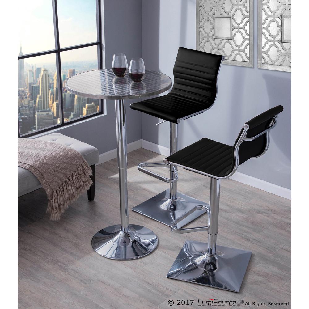 Masters Contemporary Adjustable Barstool with Swivel in Black Faux Leather. Picture 7
