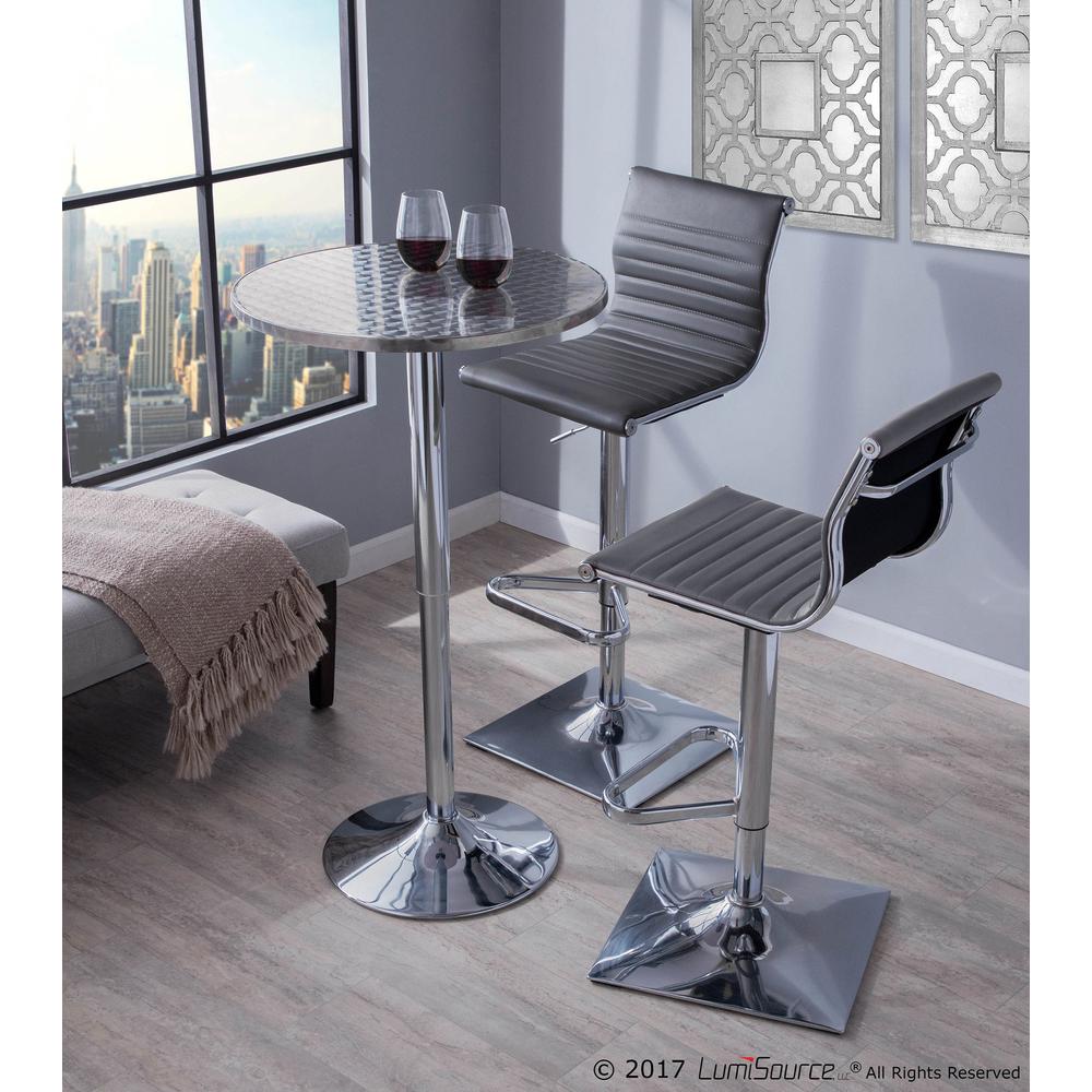 Masters Contemporary Adjustable Barstool with Swivel in Grey Faux Leather. Picture 7