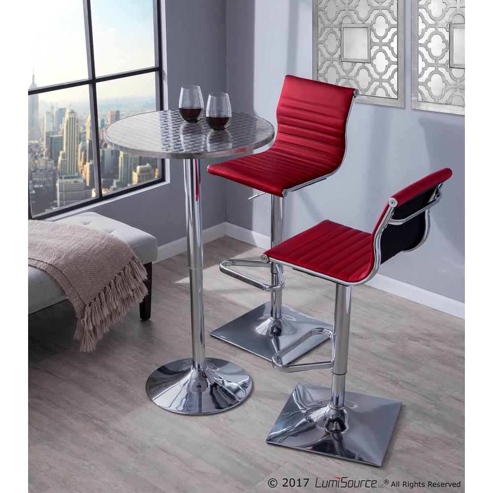 Masters Contemporary Adjustable Barstool with Swivel in Red Faux Leather. Picture 7