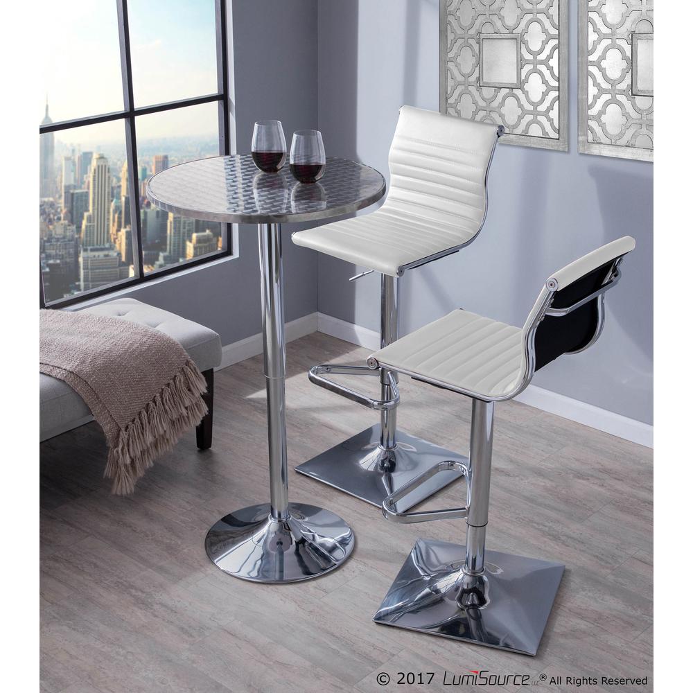 Masters Contemporary Adjustable Barstool with Swivel in White Faux Leather. Picture 10