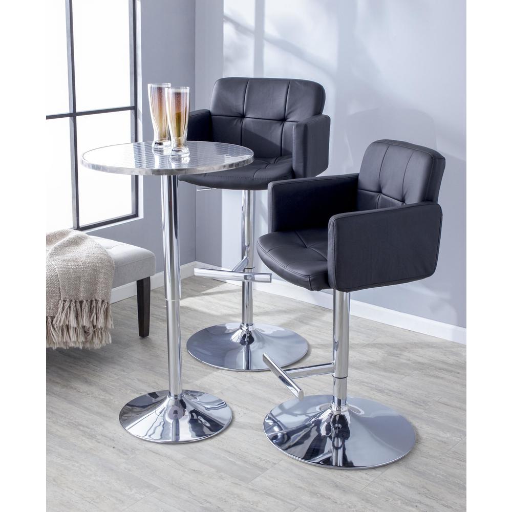 Stout Contemporary Adjustable Barstool with Swivel and Black Faux Leather. Picture 9