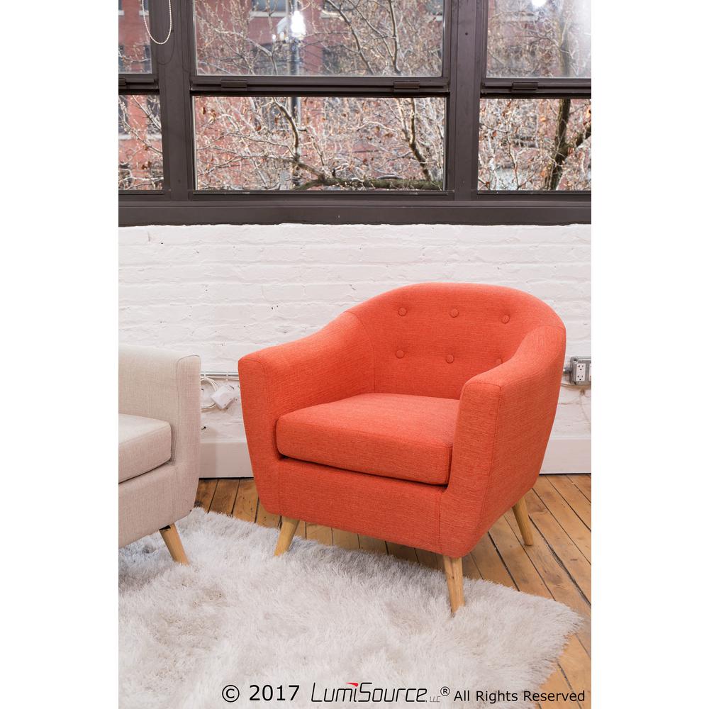 Rockwell Mid Century Modern Accent Chair in Orange. Picture 7