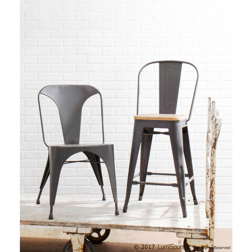 Austin Industrial Dining Chair in Matte Grey - Set of 2. Picture 8