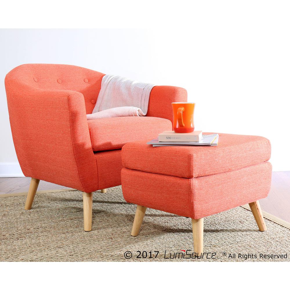 Rockwell Mid Century Modern Accent Chair in Orange. Picture 9