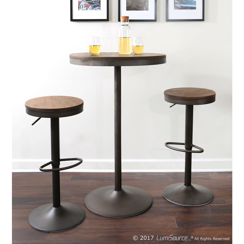 Dakota Industrial Adjustable Barstool in Antique and Brown - Set of 2. Picture 8