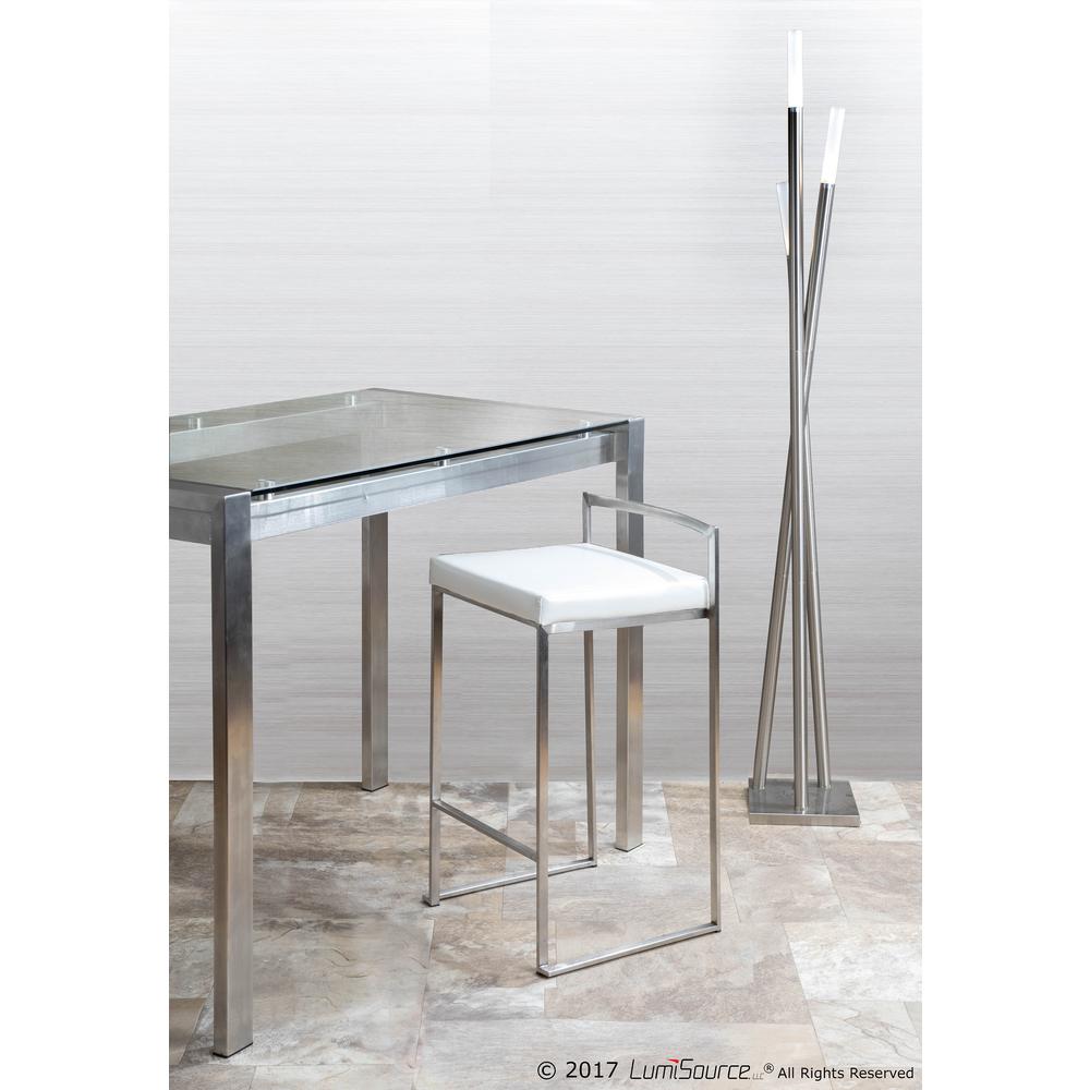 Fuji Contemporary Counter Table in Stainless Steel and Clear Glass. Picture 13
