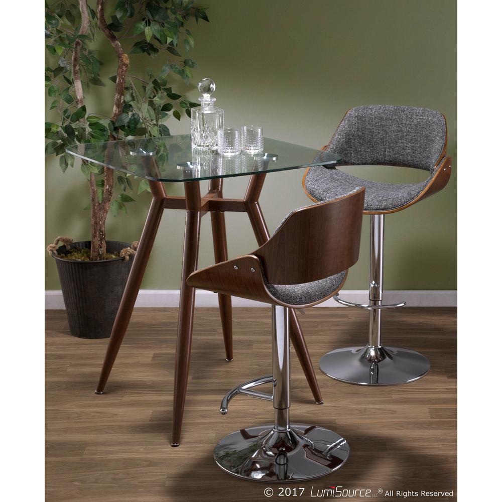 Fabrizzi Mid-Century Modern Adjustable Barstool with Swivel in Walnut and Grey. Picture 8