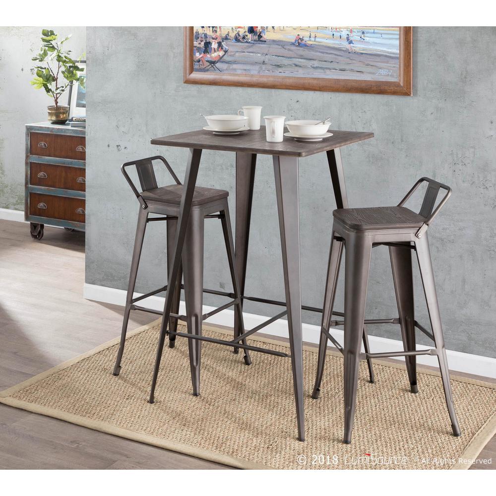 Oregon Industrial Low Back Barstool in Antique and Espresso - Set of 2. Picture 10