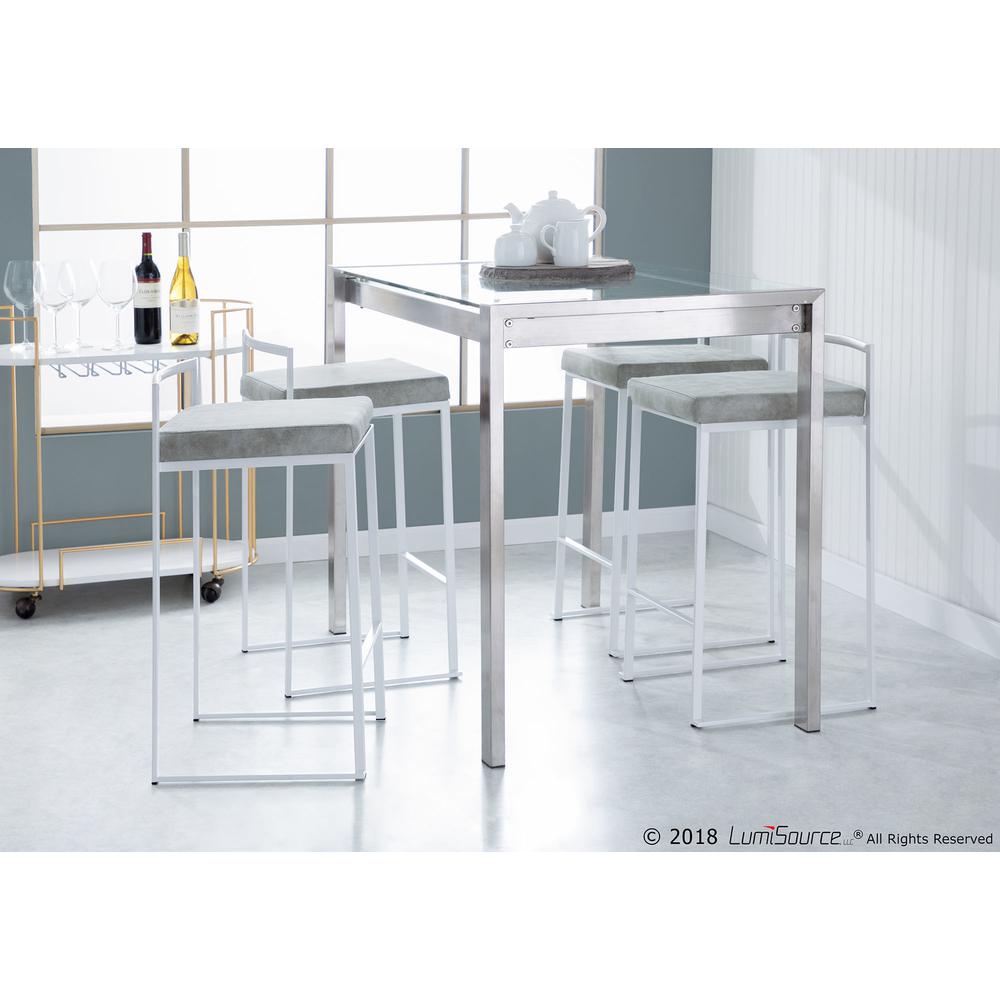Fuji Contemporary Counter Table in Stainless Steel and Clear Glass. Picture 8